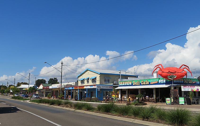 The waterfront and main street of Cardwell, Queensland.