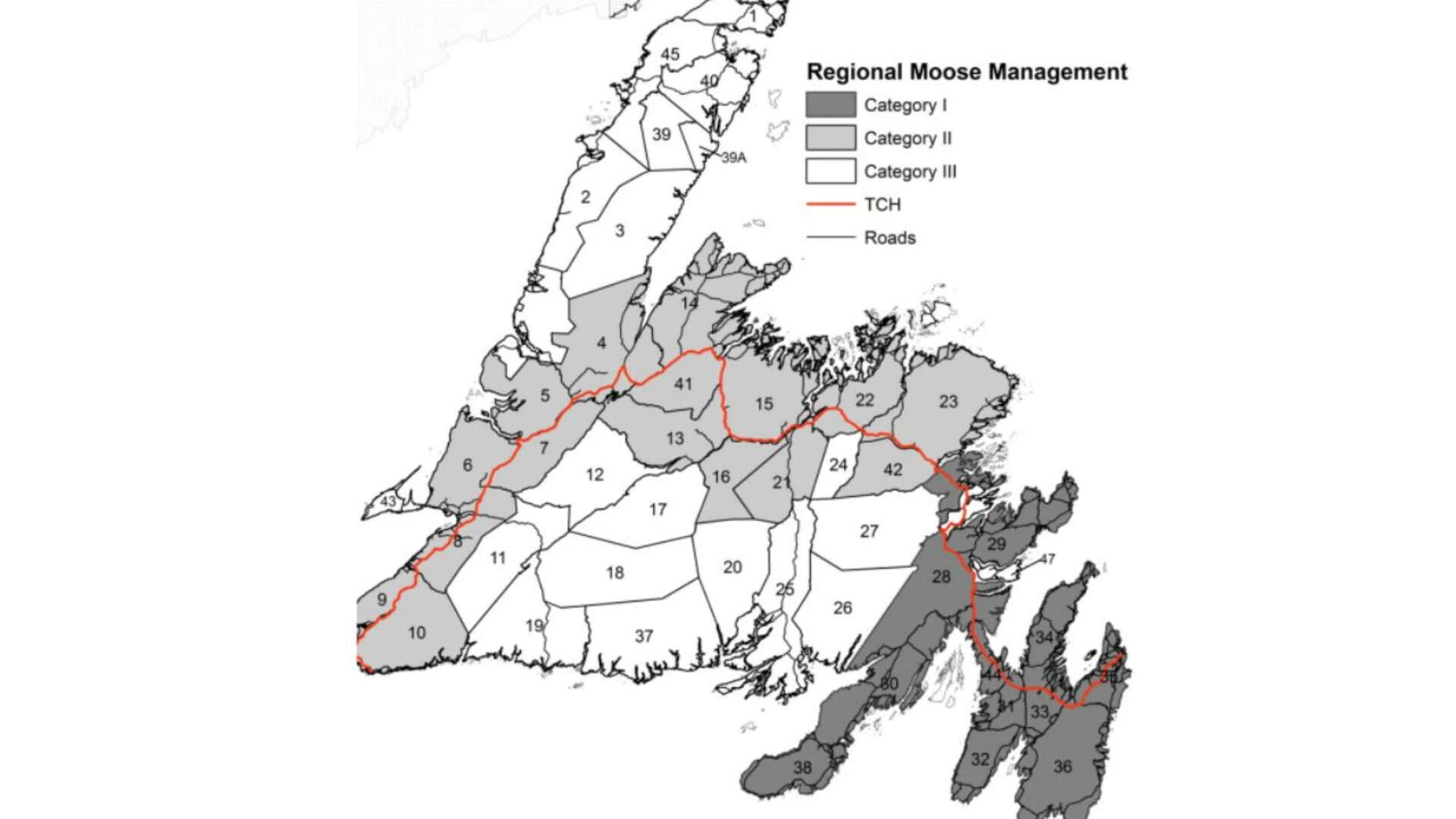 Category I –1.0 moose per km2, Category I – 1.5 moose per km2, and Category I – 2.0 moose per km2