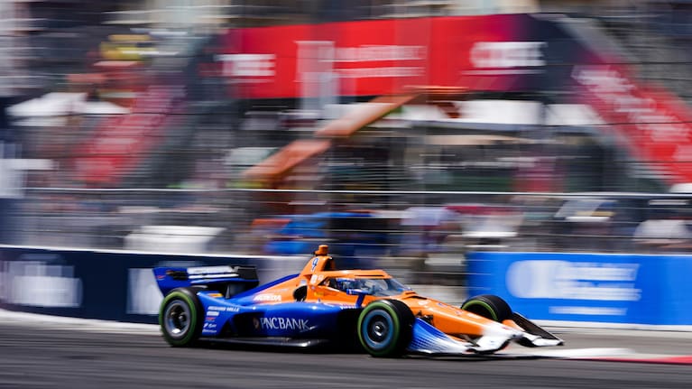 Chip Ganassi Racing driver Scott Dixon races during the IndyCar Grand Prix of Long Beach auto race.