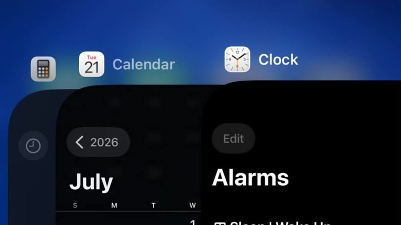 Part of an iPhone screen showing apps running in the background.