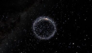 an illustration of Earth surrounded by thousands of bright dots