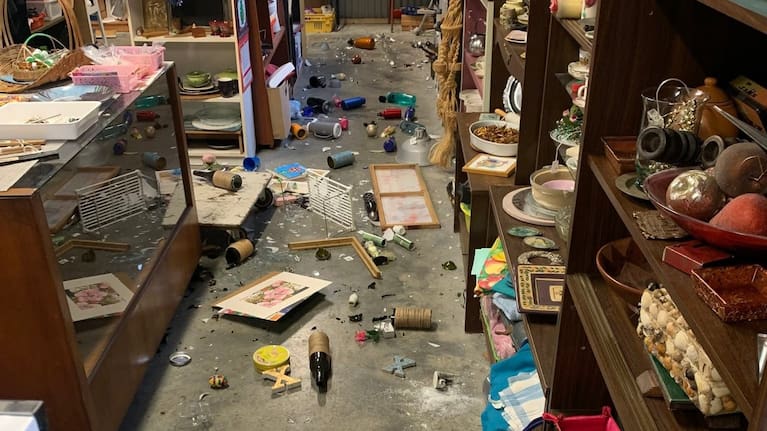 Damage at the Taumarunui Reuse Shop.