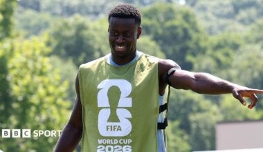 England defender Marc Guehi during a training session before the World Cup semi-final against Argentina