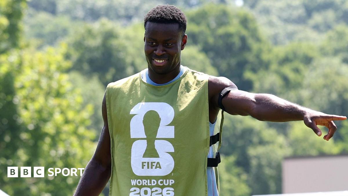 England defender Marc Guehi during a training session before the World Cup semi-final against Argentina