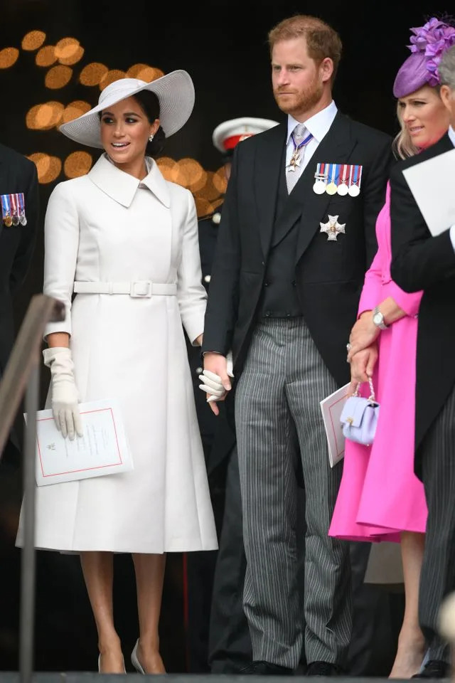 Meghan Markle and Prince Harry attend the National Service of Thanksgiving for The Queen's reign at Saint Paul's Cathedral in London on June 3, 2022.Credit: Getty Images