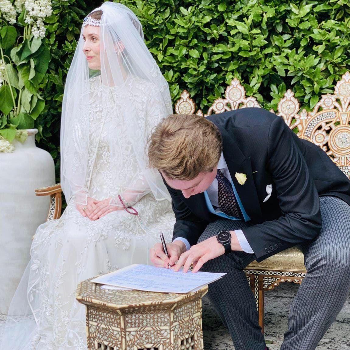 The bride and groom were married in the UK after the COVID-19 pandemic derailed their original plans