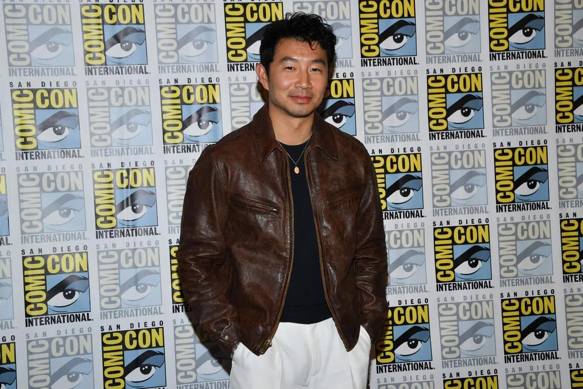 Canadian actor Simu Liu attends Marvel’s press room during Comic-Con International in San Diego, California, on July 25, 2026.