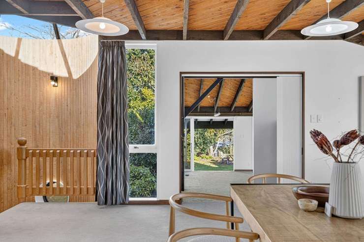 The chateau for sale at 913 River Road, Queenwood, in Hamilton, was designed by renowned architect Roger Walker and built in the 1970s. Photo / Supplied