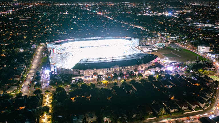 Eden Park at night.