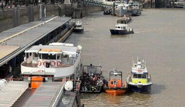 Police boat crashes into bridge in London, sending officers into the Thames