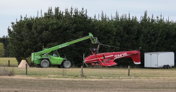 'Hard landing': Light plane on its roof after Canterbury crash