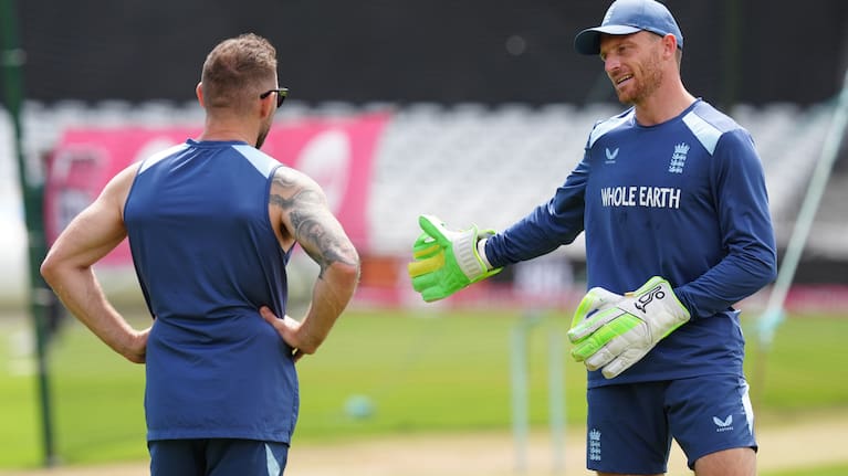 England head coach Brendon McCullum attends a nets session in Nottingham, England, Monday July 6, 2026.