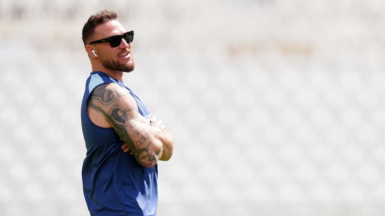 England head coach Brendon McCullum attends a nets session in Nottingham, England, Monday July 6, 2026.