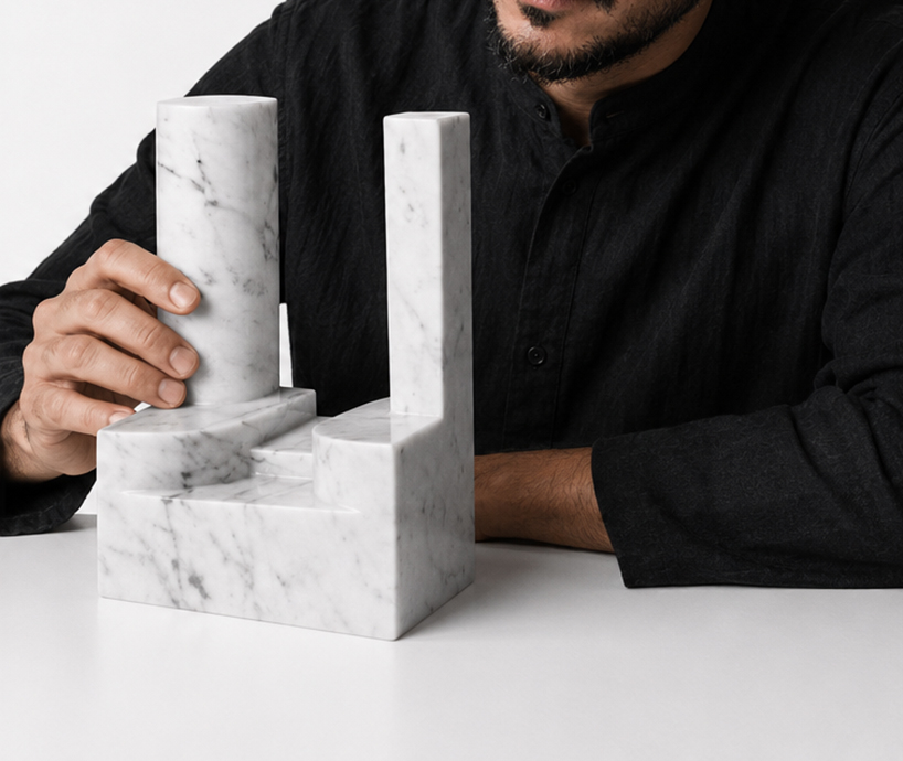 carved from solid carrara marble, abstract house-like objects explore architectural form - 2