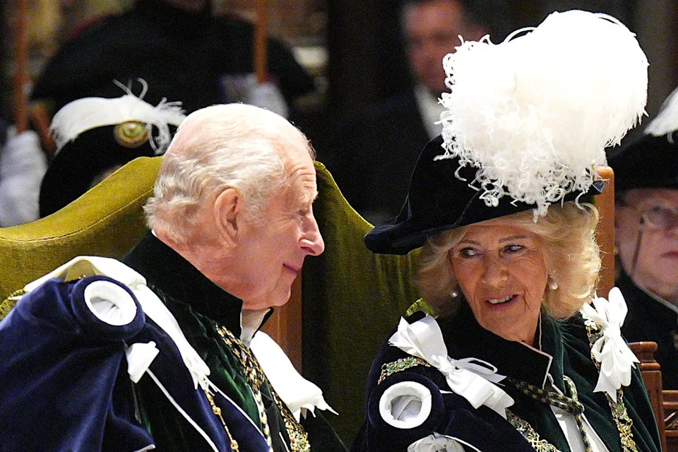 King Charles and Queen Camilla share a laugh at the serviceCredit: Aaron Chown - WPA Pool/Getty