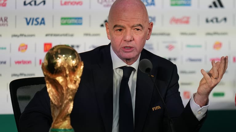 FIFA President Gianni Infantino speaks during a news conference at the stadium in Mexico City, Wednesday, June 10, 2026, a day before the opening FIFA World Cup match between Mexico and South Africa.