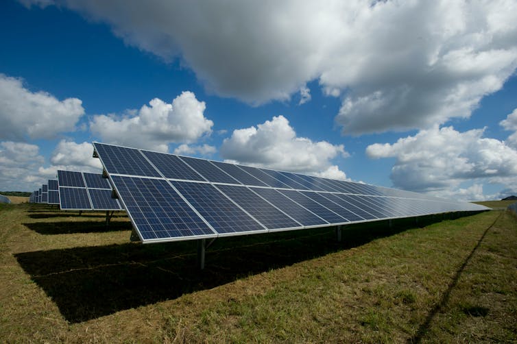 Solar farm in a field