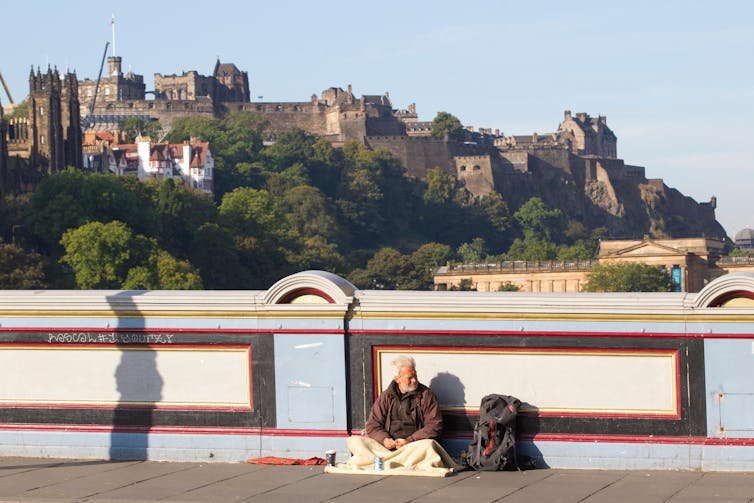 Homeless man in Edinburgh