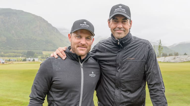 Former New Zealand cricketers Brendon McCullum and Stephen Fleming in 2017.