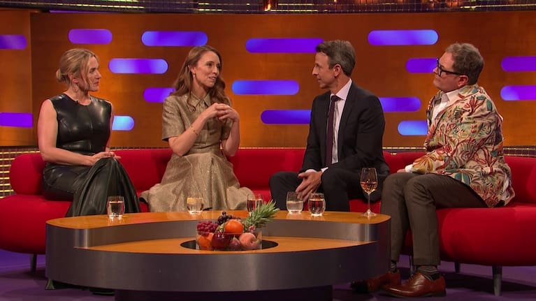 Former prime minister Dame Jacinda Ardern appeared on The Graham Norton Show alongside actress Kate Winslet, American late night talk show host Seth Myers, and comedian Alan Carr.
