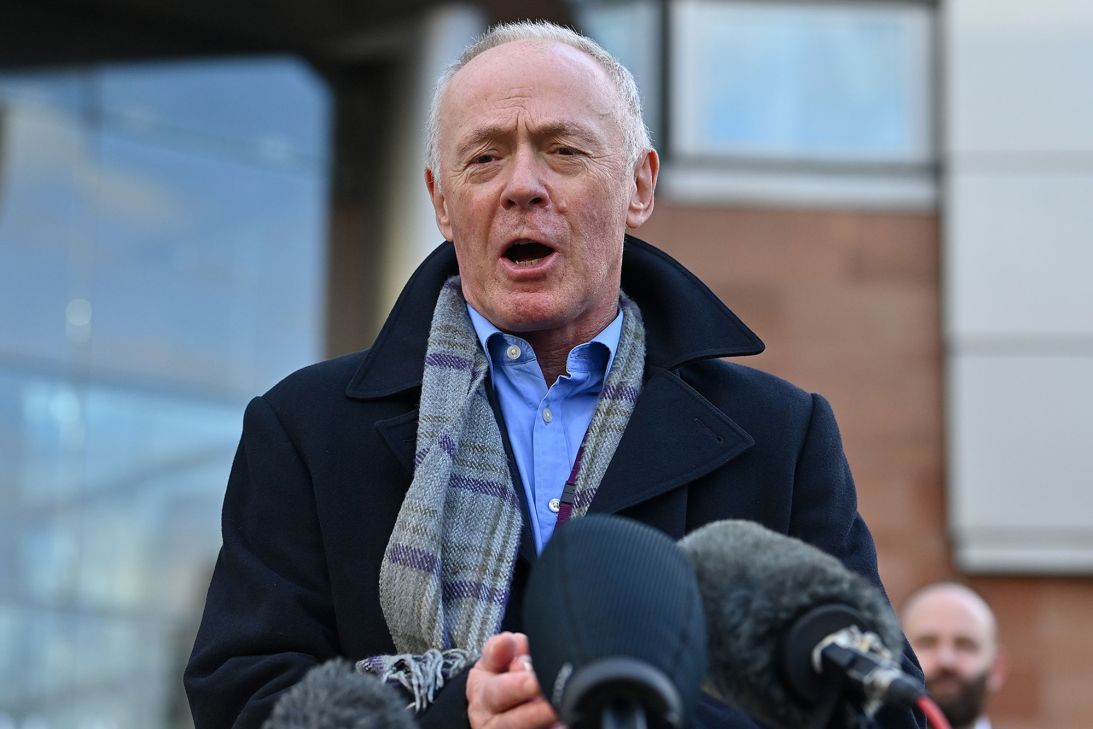Then-Manchester City Council leader Richard Leese speaks to the media during a press conference outside the Bridgewater Hall in Manchester on October 20, 2020.