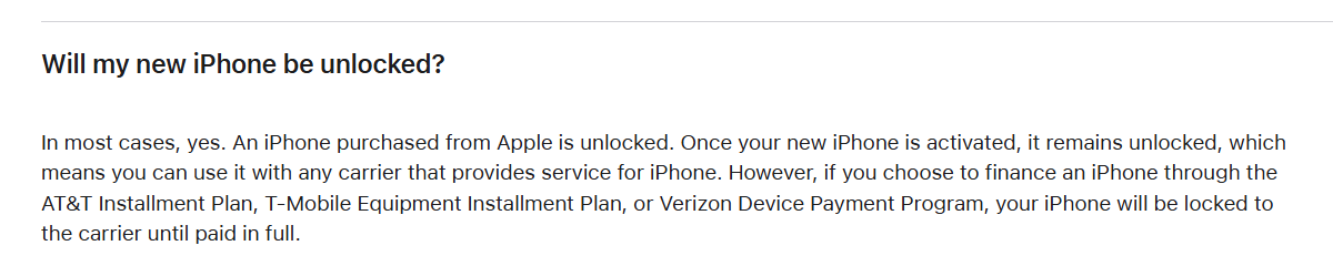 The updated FAQ states that you no longer get an unlocked phone with carrier financing