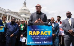 Recording Academy president/CEO Harvey Mason Jr. at a news
conference on reintroducing the RAP Act in Washington, D.C.,
in 2023.