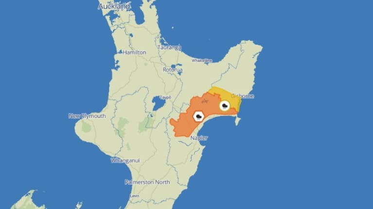 Heavy rain for parts of Hawke's Bay and Gisborne/Tairawhiti, and southerly gales for central New Zealand.