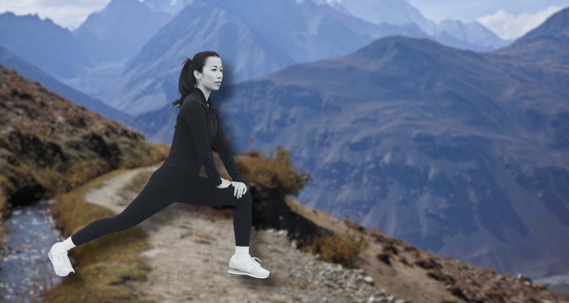person doing hip exercises after hiking pain