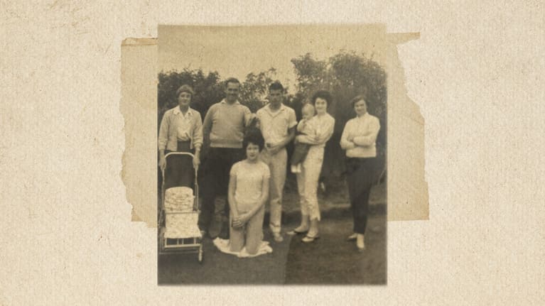 James Peters (centre) with his family growing up.
