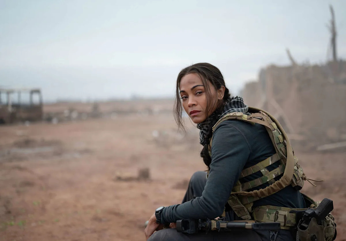Zoe Saldaña applauds Taylor Sheridan’s writing of female characters in ‘Lioness’