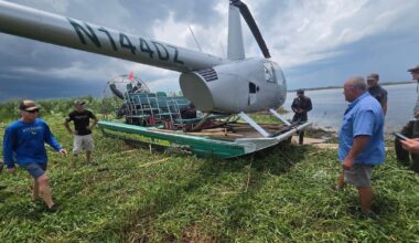 Airboat crew rescues distressed helicopter on Lake Jesup