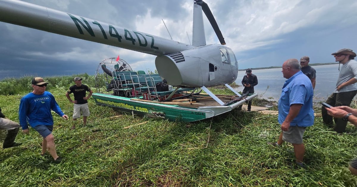 Airboat crew rescues distressed helicopter on Lake Jesup
