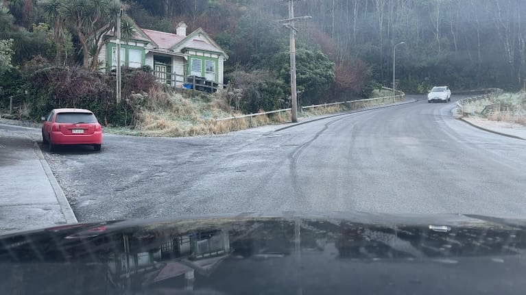 Icy roads in Dunedin on July 2