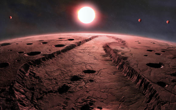 An artist’s illustration of exoplanets orbiting Barnard’s star. Image credit: International Gemini Observatory / NOIRLab / NSF / AURA / P. Marenfeld.