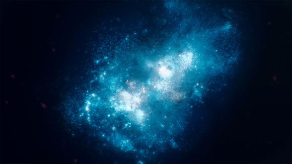 This illustration portrays galaxy MXDFz4.4 when it existed 1.4 billion years after the Big Bang. Image credit: NASA / ESA / Leah Hustak, STScI.