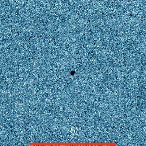 A median stack of the eight exposures of 1998 SH2 from the ATLAS-Chile telescope taken on September 3 and 4, 2025; no coma nor tail are apparent. Image credit: ATLAS / Farnocchia et al., doi: 10.1038/s41550-026-02913-7.