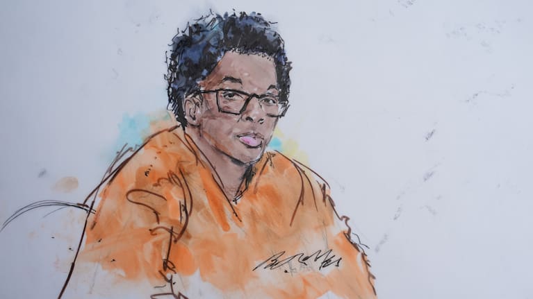 In this courtroom sketch, David Anthony Burke, who is known as D4vd, is seen in court Tuesday, July 21, 2026, in Los Angeles.
