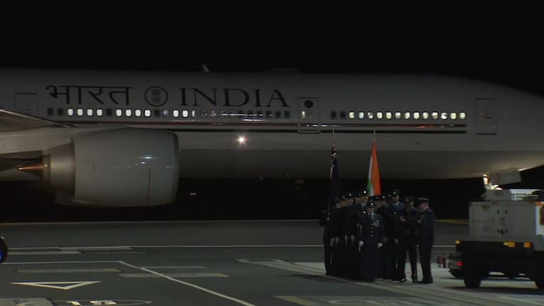 India One lands at Auckland International Airport on July 10, 2026.