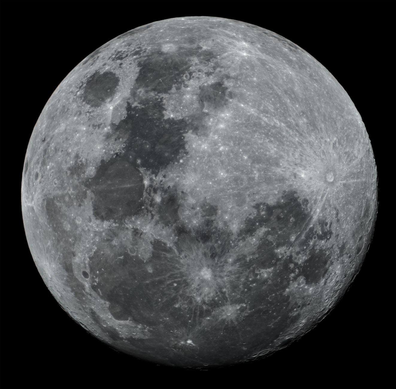 Detailed image of a full moon, showcasing lunar surface textures and craters.