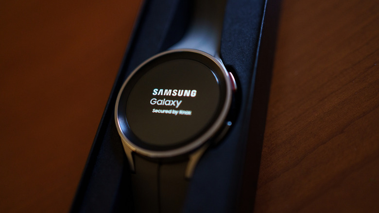 A Samsung Galaxy Watch5 Pro inside its box