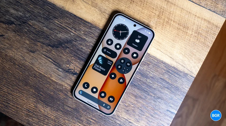 A powered on Nothing Phone 4(a) smartphone