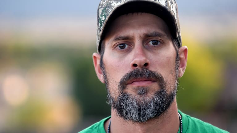 Jeremy Morrison, who says he was sent home with the wrong parents after he was born, poses for a portrait outside his home in Colorado City, Colo., Thursday, July 16, 2026.