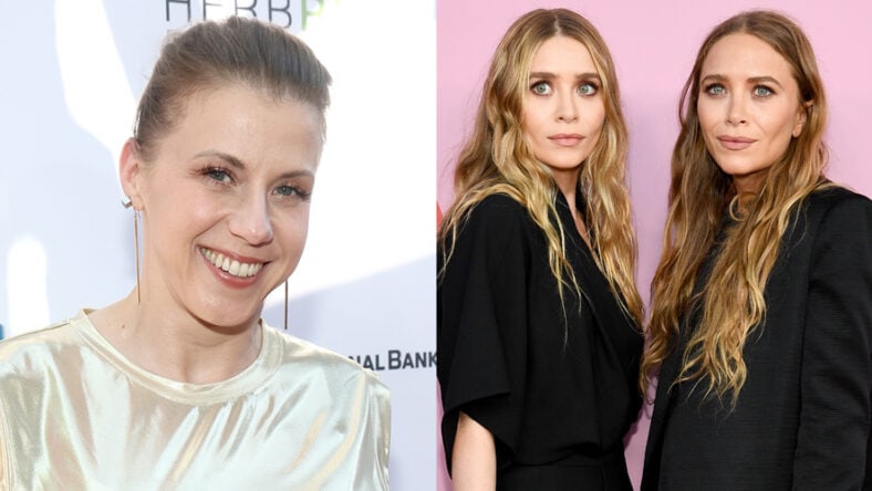 Jodie Sweetin and the Olsen twins stock image