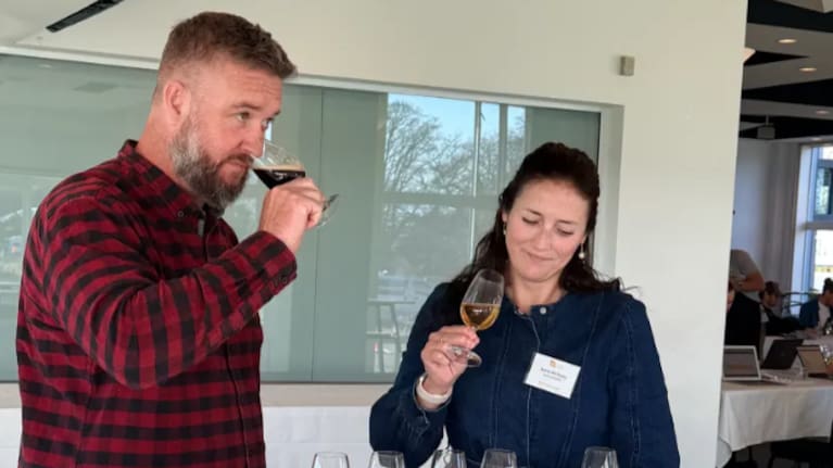 Joseph Wood and Katey McNulty judge the New Zealand Beer Awards, 2026.