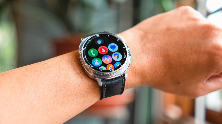 A Samsung Galaxy Watch 8 being worn on a user's left wrist