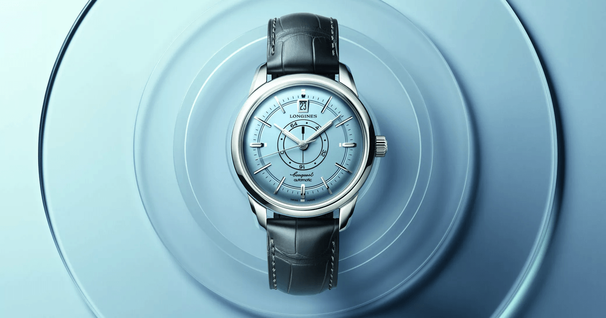 Longines Conquest Heritage Central Power Reserve in light blue