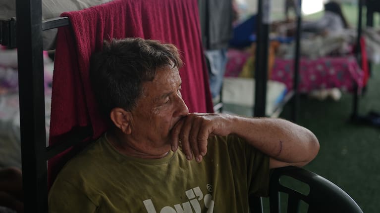 A man inside an earthquake shelter centre in La Guaira, Venezuela.