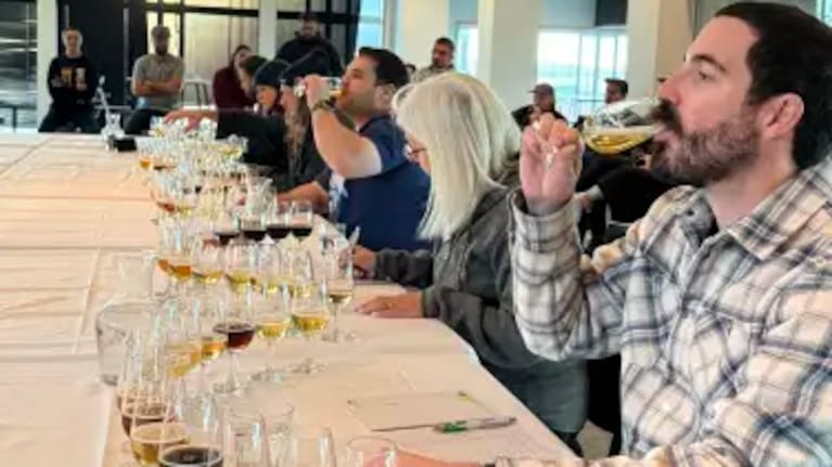 Matt Warner, Tracy Banner and Seb Burke judging the 2026 New Zealand Beer Awards.