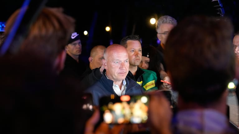 Mayor Kai Wegner speaks to the media in Berlin, early Sunday, July 26, 2026, following the cancellation of Christopher Street Day festivities.